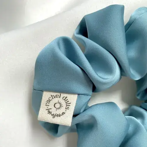 Celeste satin scrunchie, close detail