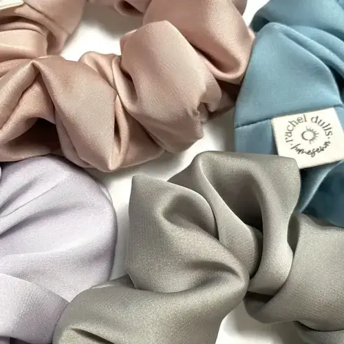 Group of satin scrunchies in several colours